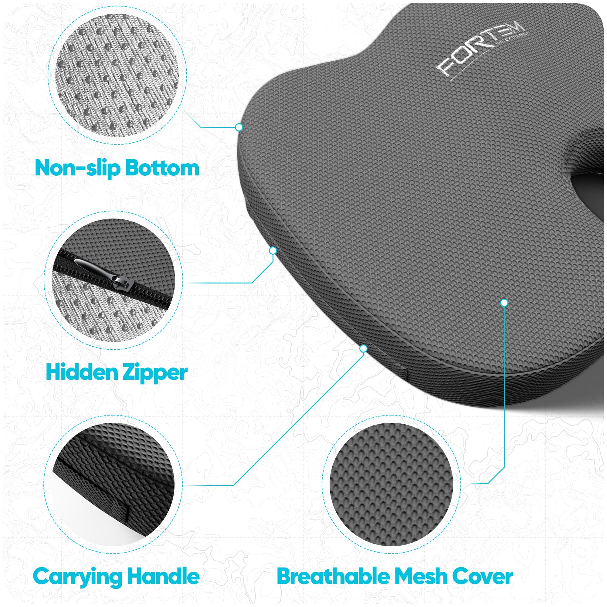 FORTEM Seat Cushion & Lumbar Support for Office Chair, Car Seat Combo