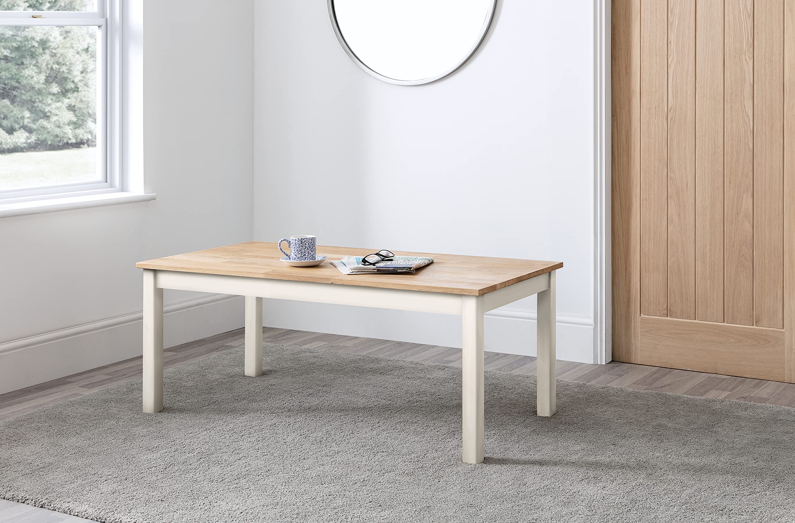 Julian Bowen Coxmoor Coffee Table, Ivory and Oak - H48 x W120 x D60cm