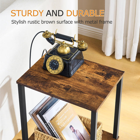 Gewudraw Side Table, 2-Tier Narrow End Table for Living Room, 38x29x54.5 CM