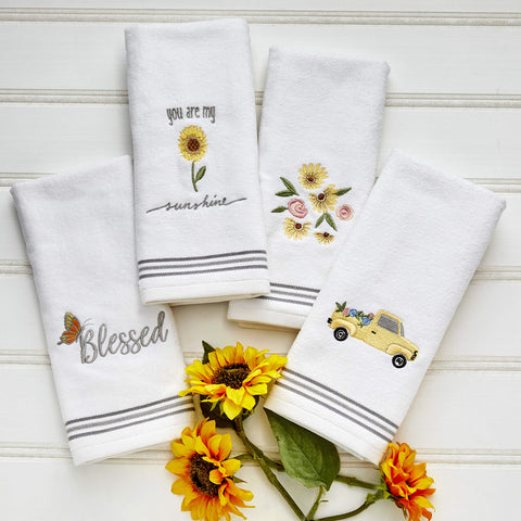 SKL Home HandTowelSet, Cotton, White, 16x25