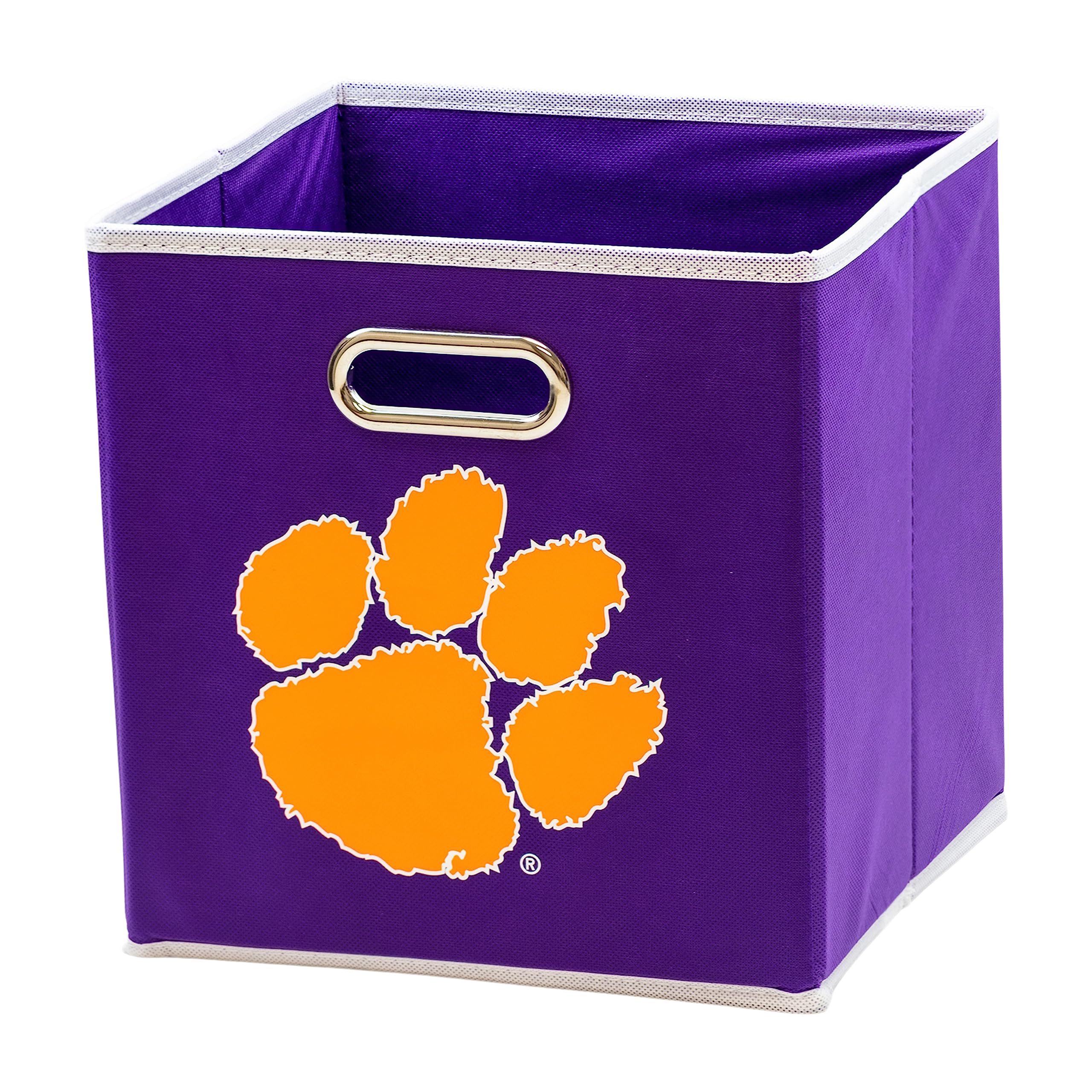 Franklin Sports NCAA Clemson Tigers Collapsible Storage Bin - Made to Fit Storage Bin Shelf Organizers - 10.5" x 10.5"