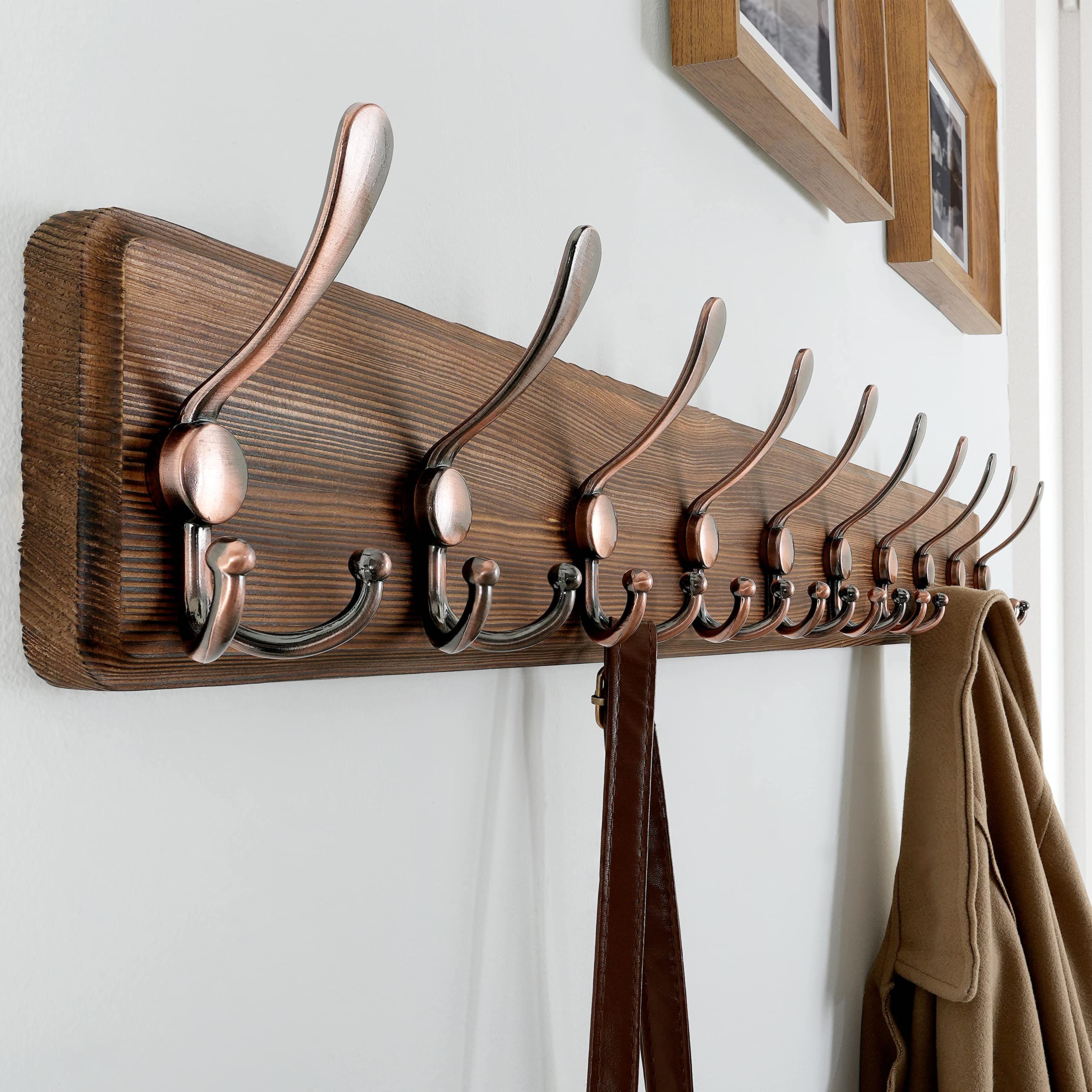 SKOLOO Coat Rack Wall Mounted - 38.3'' Long, Pack of 2, Wooden, Heavy Duty, Rustic Coat Hooks for Wall