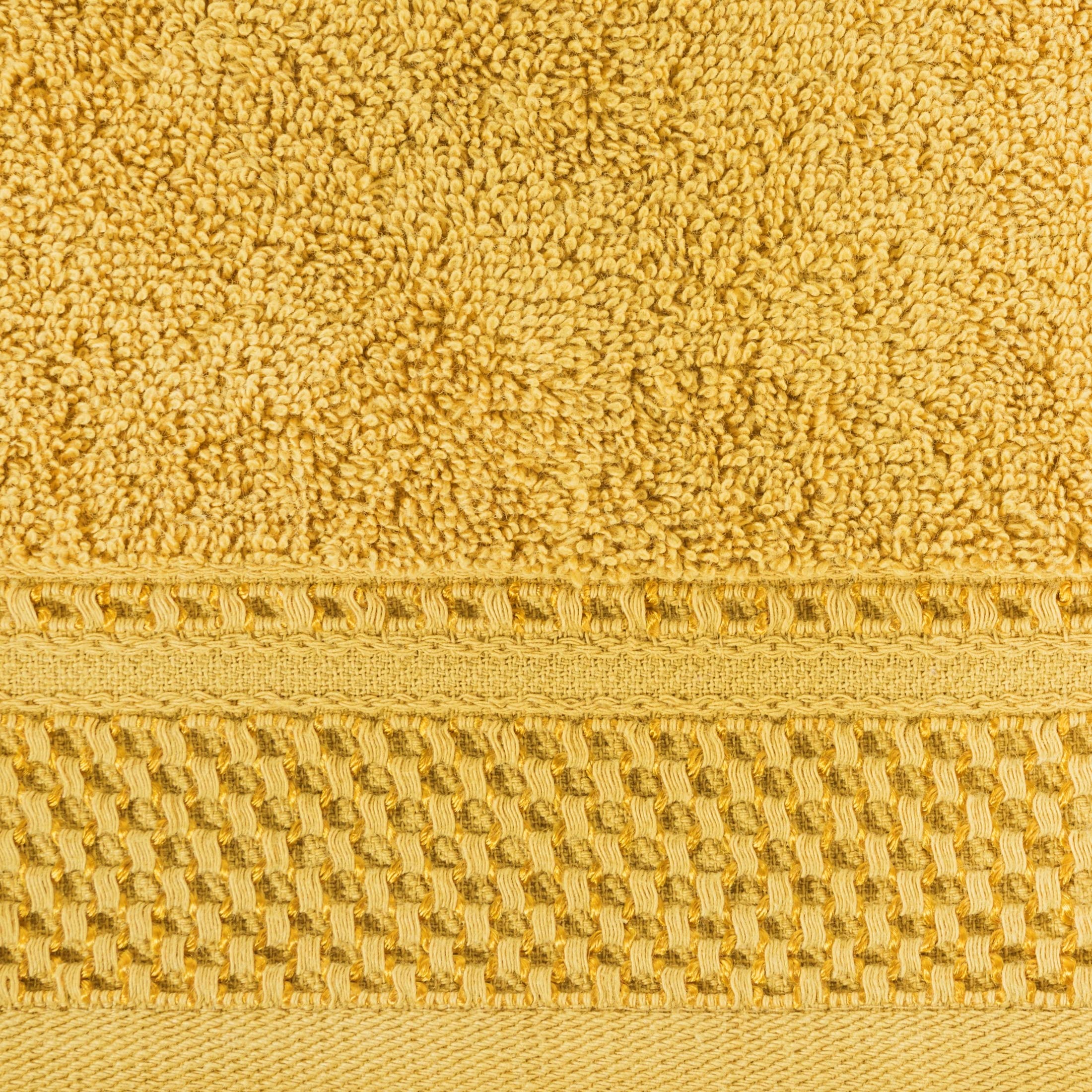 Eurofirany Carlo Bath Towel Set Hand Towel Sauna Towel Pattern - Absorbent, 100% Cotton 580g/m, Pack of 3 and 6, Rapeseed Yellow, 50 x 90 cm, 6