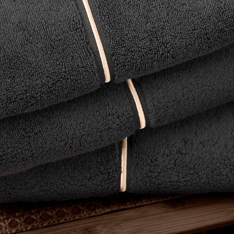 Bianca Zero Twist Satin Stitch Cotton 50x90cm Hand Towel Black