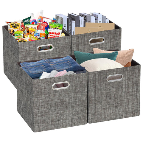 Posprica Storage Basket Bins,13×13 Foldable Storage Boxes Containers for Closet Organizer Shelf Cabinet Bookcase,Thick Fabric Drawer with