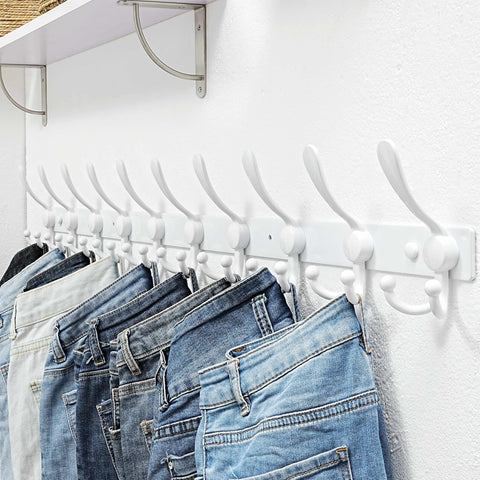 Dseap Coat Rack Wall Mount 94cm, Heavy Duty 2.5mm Base vs Flimsy 1mm, Double-Thick Solid Anti-Snap Hooks