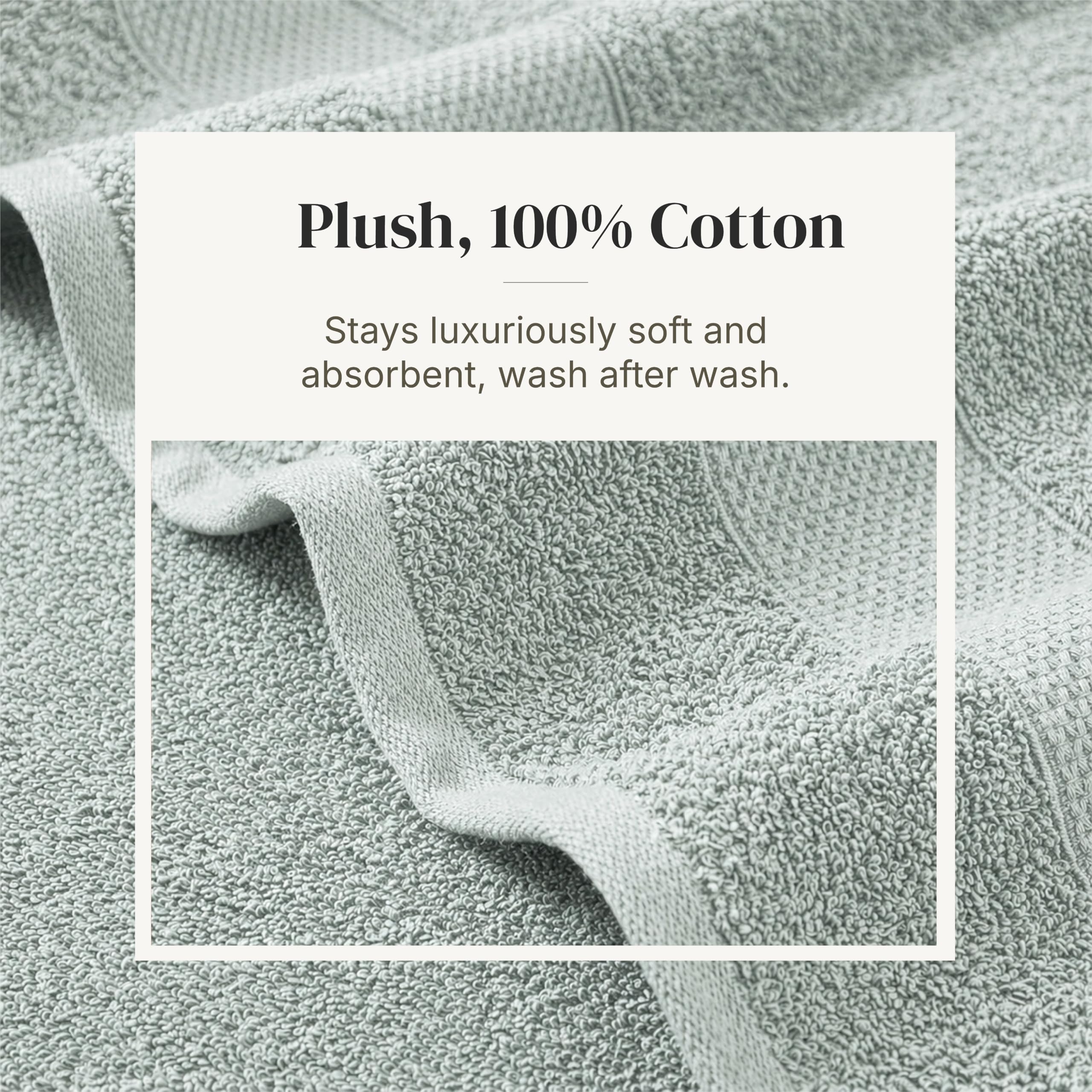 Modern Threads 6-Piece 100% Combed Cotton Yarn Dyed Cobblestone Jacquard Towel Set Misty Blue