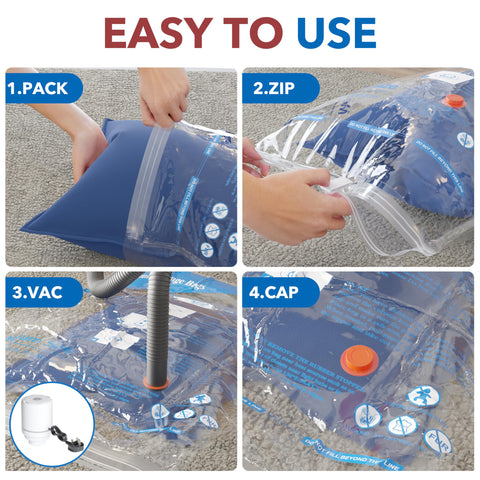 16 Pack Vacuum Storage Bags with Electric Air Pump,4 jumbo, 4 large, 4 midium, 4 small bags Airtight Compression Bags for Clothes, Pillows