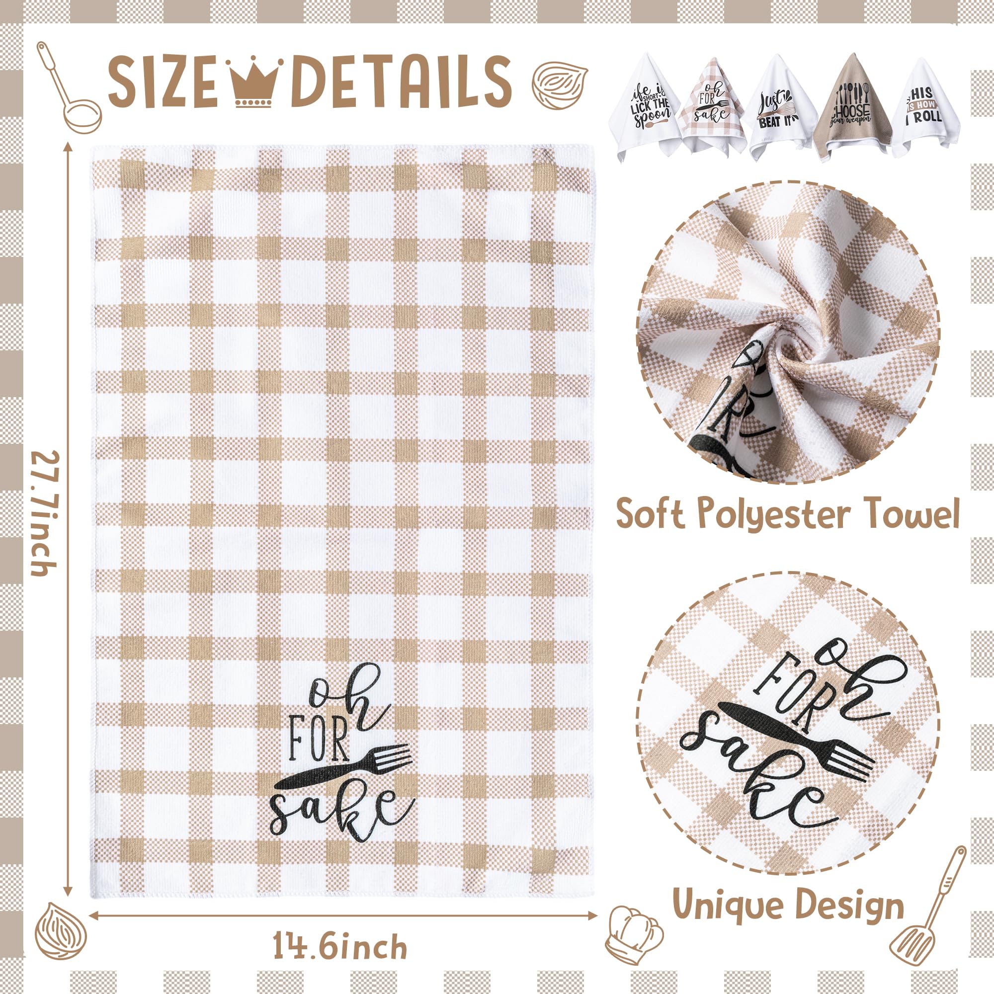 R HORSE 5Pcs Funny Kitchen Dish Towel Set Absorbent Quick Dry Cloth