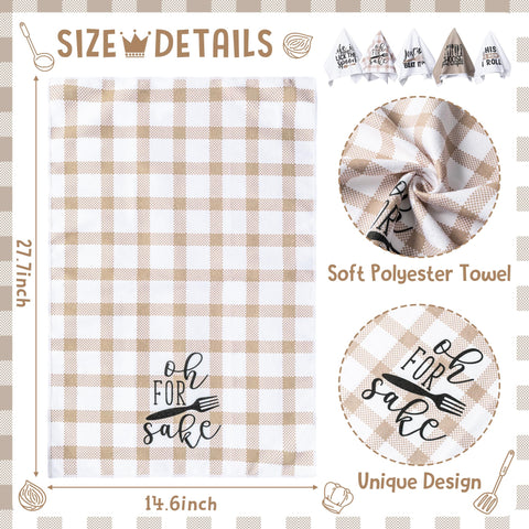 R HORSE 5Pcs Funny Kitchen Dish Towel Set Absorbent Quick Dry Cloth