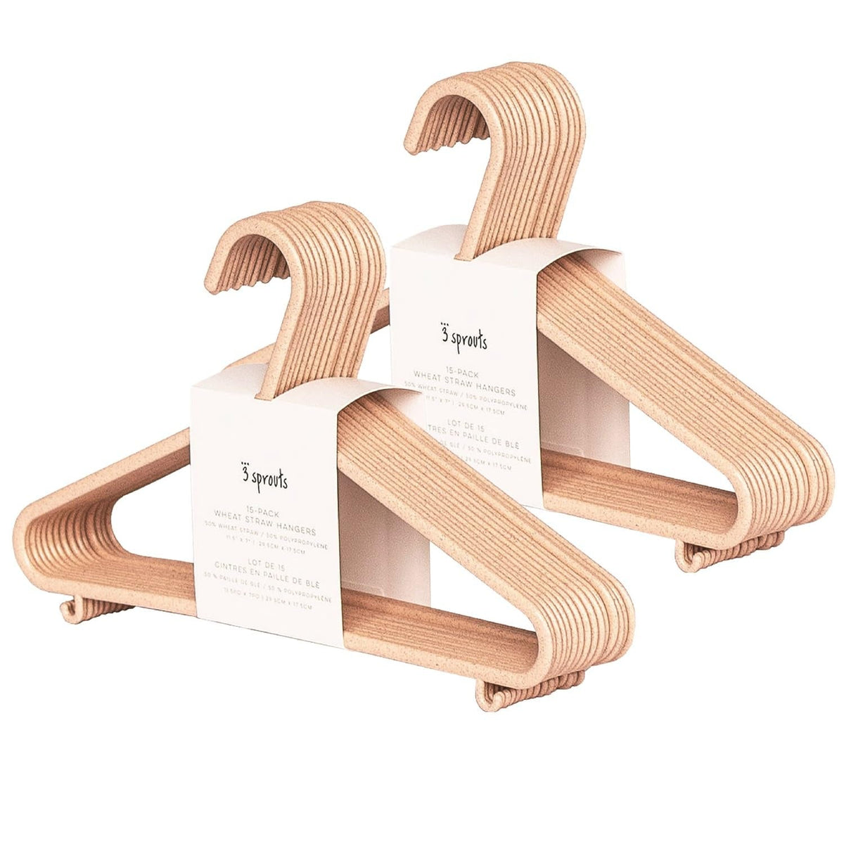 3 Sprouts Wheat Straw Baby Hangers, 30 Pack, Baby Closet, Speckled Pink