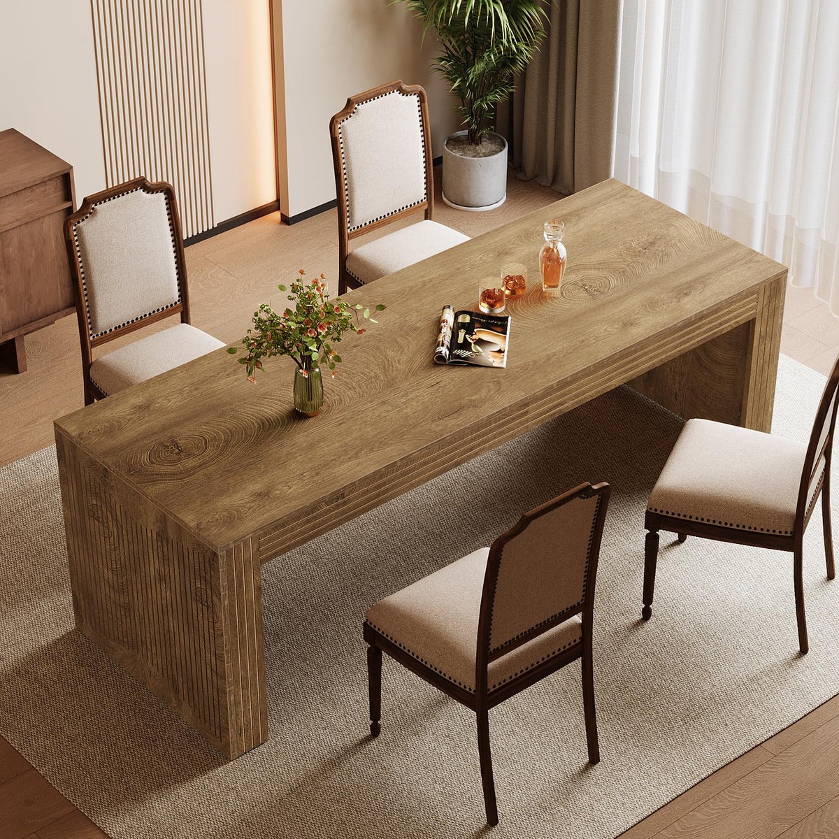Tribesigns 78.7-inch Large Dining Table for 6-8, Rectangular Kitchen Table with Heavy Duty Pedestal