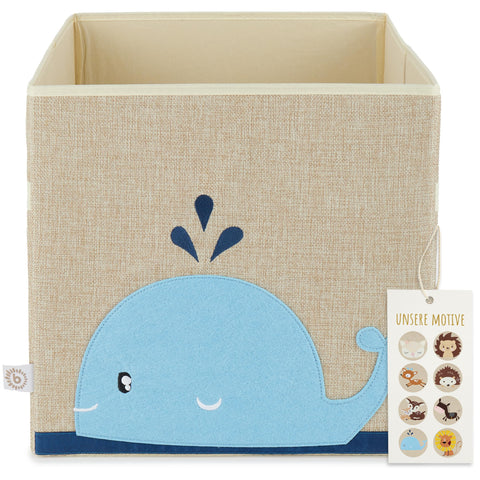 BIECO Storage Box for Kids Room | Whale Toy Storage Box | 33x33x33 cm, Fits Kallax Shelf, Toy Chests, Folding Boxes, Kids Baskets