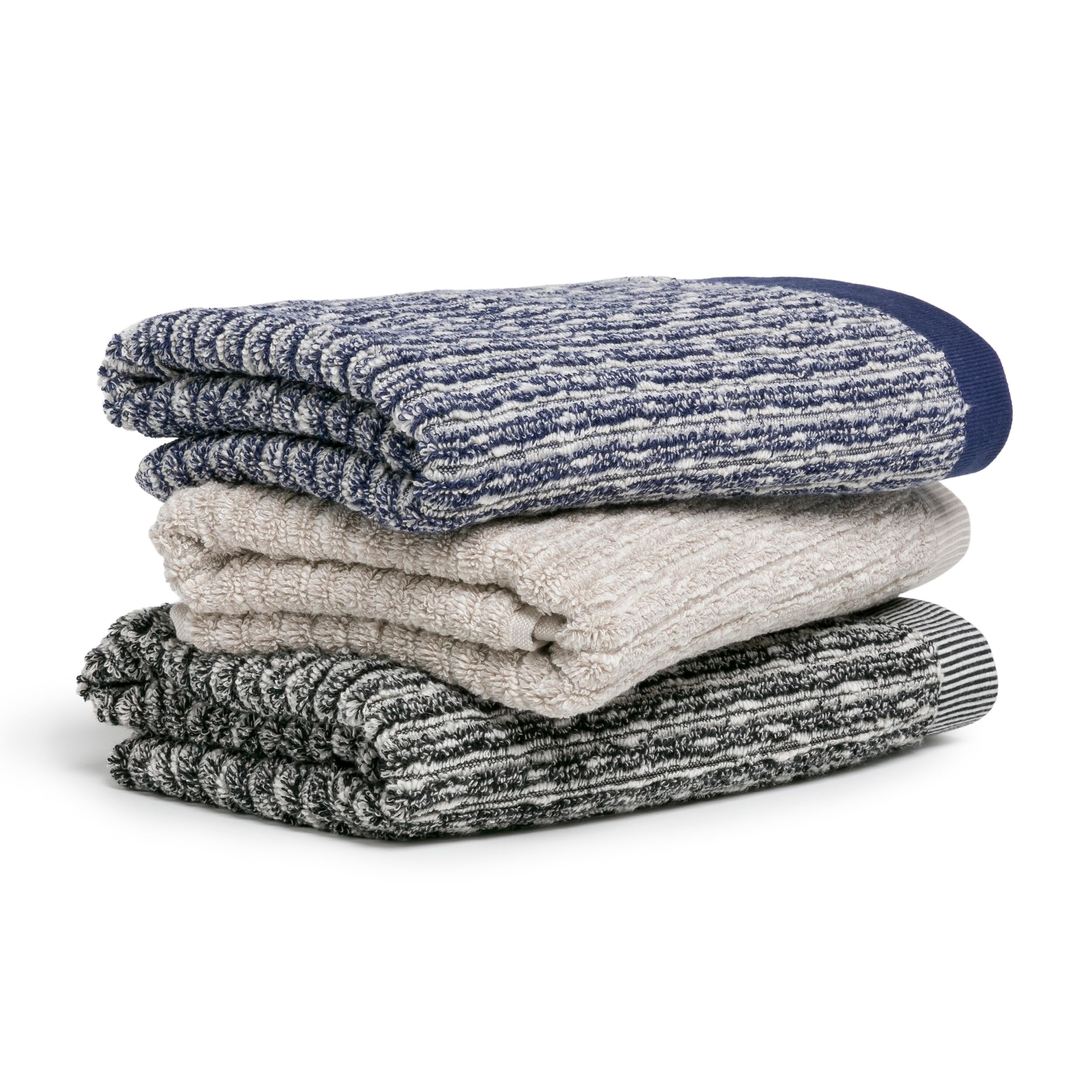 Möve Brooklyn Pinstripe Hand Towel 50 x 100 cm Natural/Deep Sea