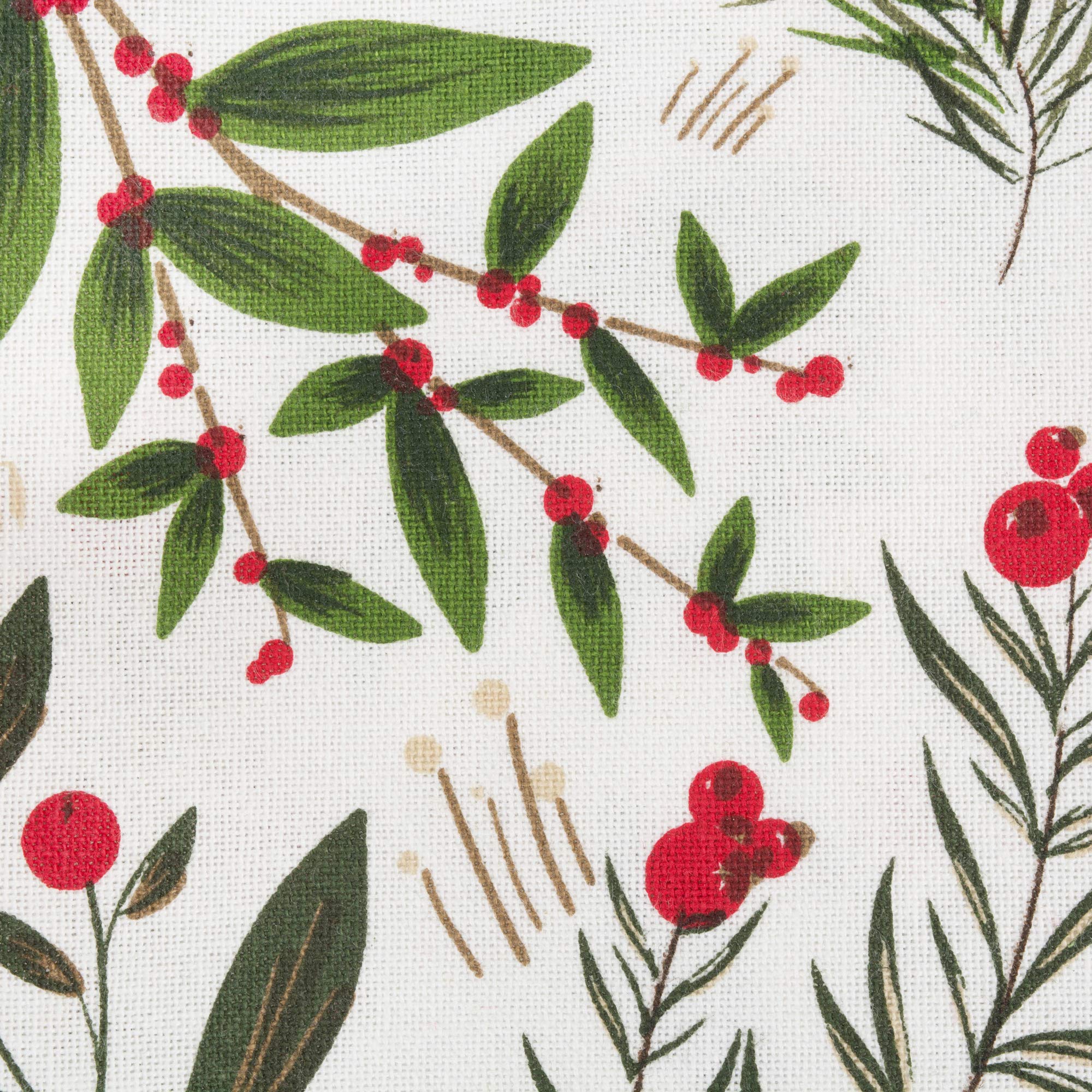 DII Floral Tea Towels for Baking, Cleaning, Entertaining & Cooking, Cotton, Boughs of Holly, 18x28