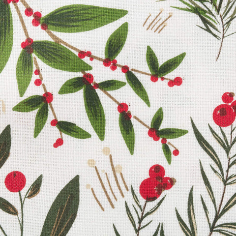 DII Floral Tea Towels for Baking, Cleaning, Entertaining & Cooking, Cotton, Boughs of Holly, 18x28
