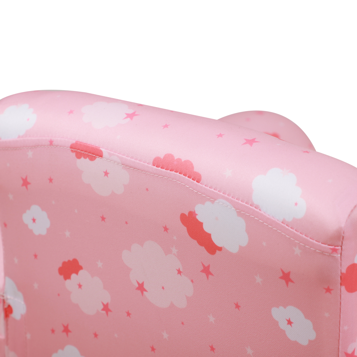 Cute Cloud Star Kids Children Armchair Mini Seat Wood w/ Footrest Padding Pink