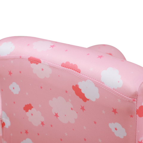 Cute Cloud Star Kids Children Armchair Mini Seat Wood w/ Footrest Padding Pink