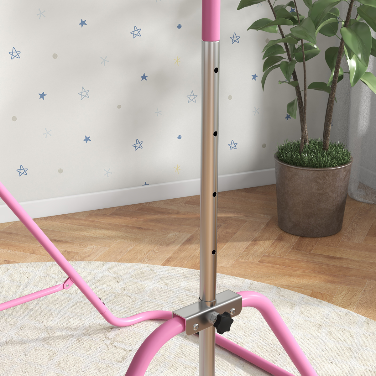 HOMCOM Kids Gymnastic Bar with Adjustable Height, Foldable Training Bar - Pink