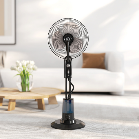 HOMCOM Spray Misting Fan, Pedestal Fan w/ Oscillation, Tilt, 4 Speeds