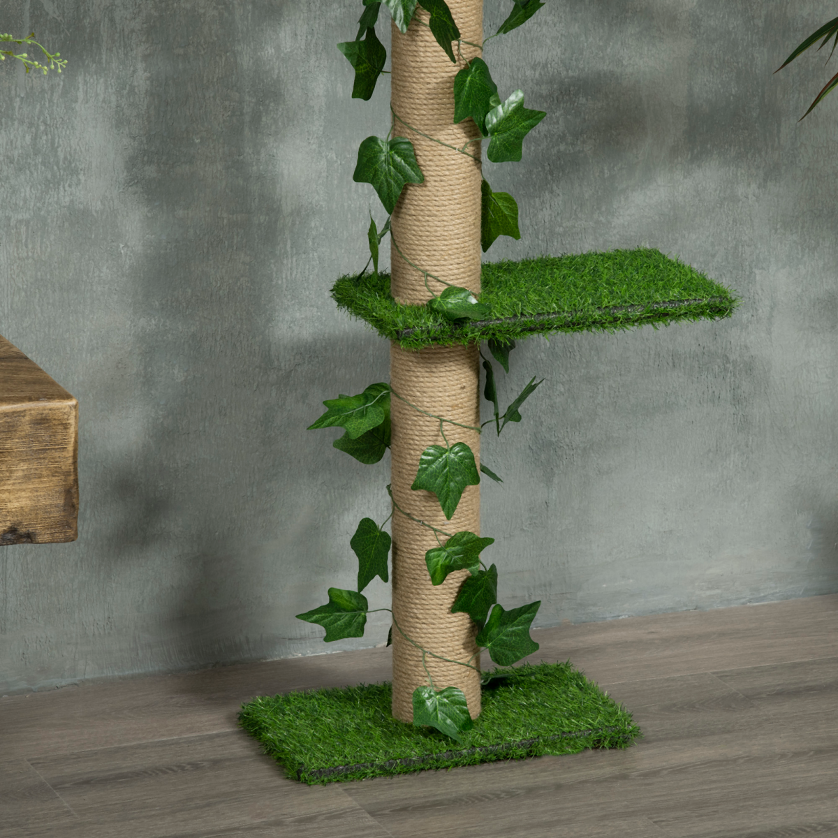 242cm Adjustable Floor-To-Ceiling Cat Tree w/ Anti-Slip Kit - Green