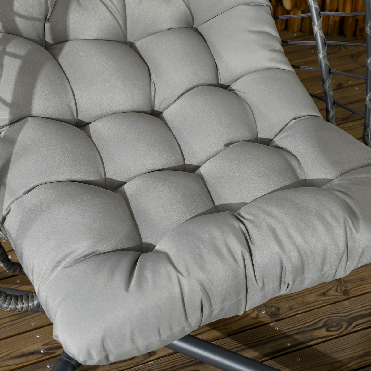 Outsunny PE Hanging Swing Chair w/ Thick Cushion, Patio Hanging Chair, Grey