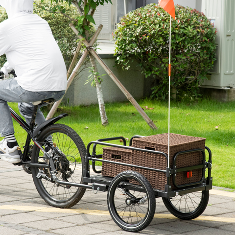 HOMCOM Bike Trailer Wagon Bicycle Cargo Trailer with Suspension, 2 Wheels, Black