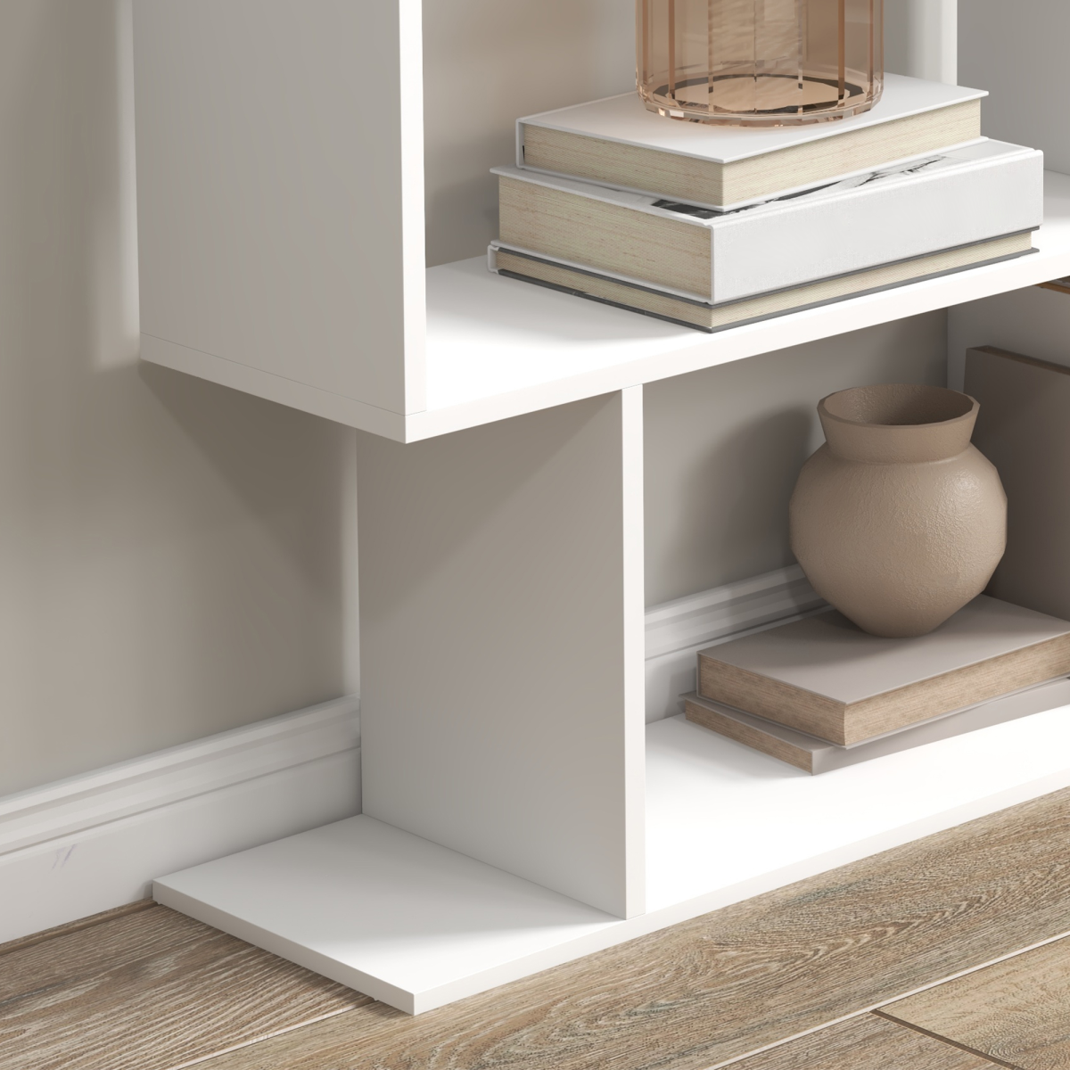 Particle Board 6-Tier Asymmetrical Shelving Unit White