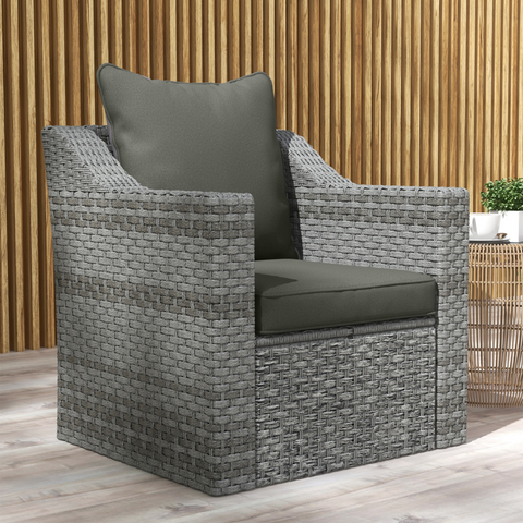 Outsunny One-piece Outdoor Back and Seat Cushion for Garden, Charcoal Grey