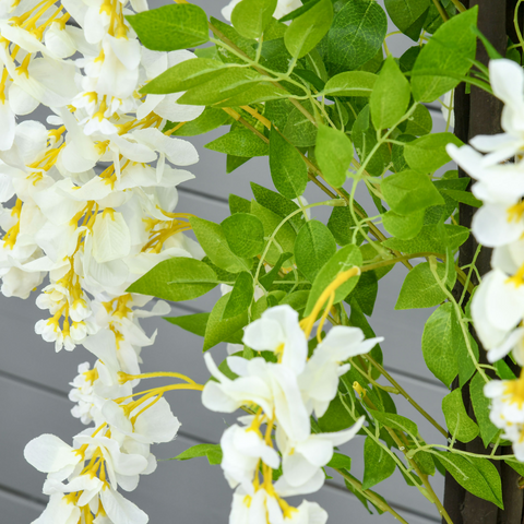 Artificial Realistic White Wisteria Tree Faux Decorative Plant, 160cm HOMCOM