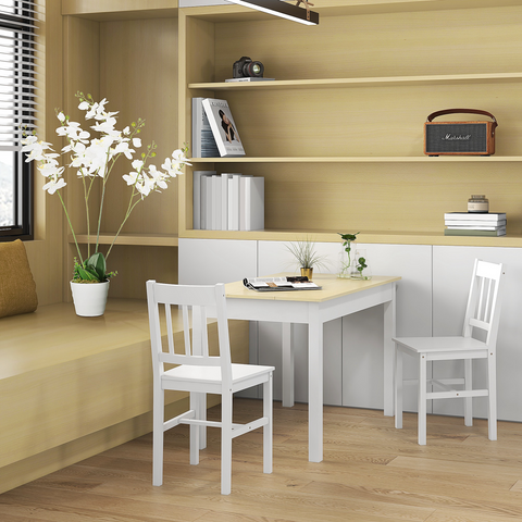 HOMCOM Dining Table for 4 to 6 Kitchen Table with Thick Legs Oak Wood Grain