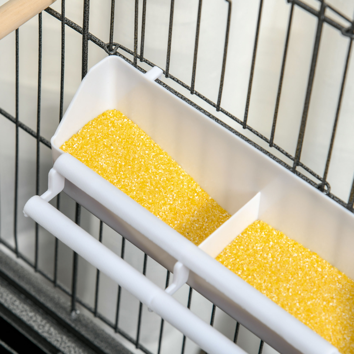 Bird Cage Aviary for Budgies Canaries w/ Rolling Stand Slide-Out Tray, Grey