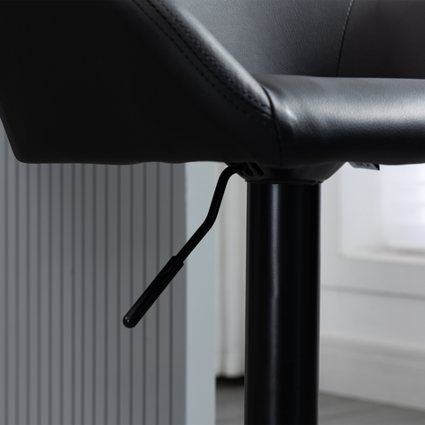 Set of 2, Swivel Barstools with Footrest and Backrest, PU Leather Black