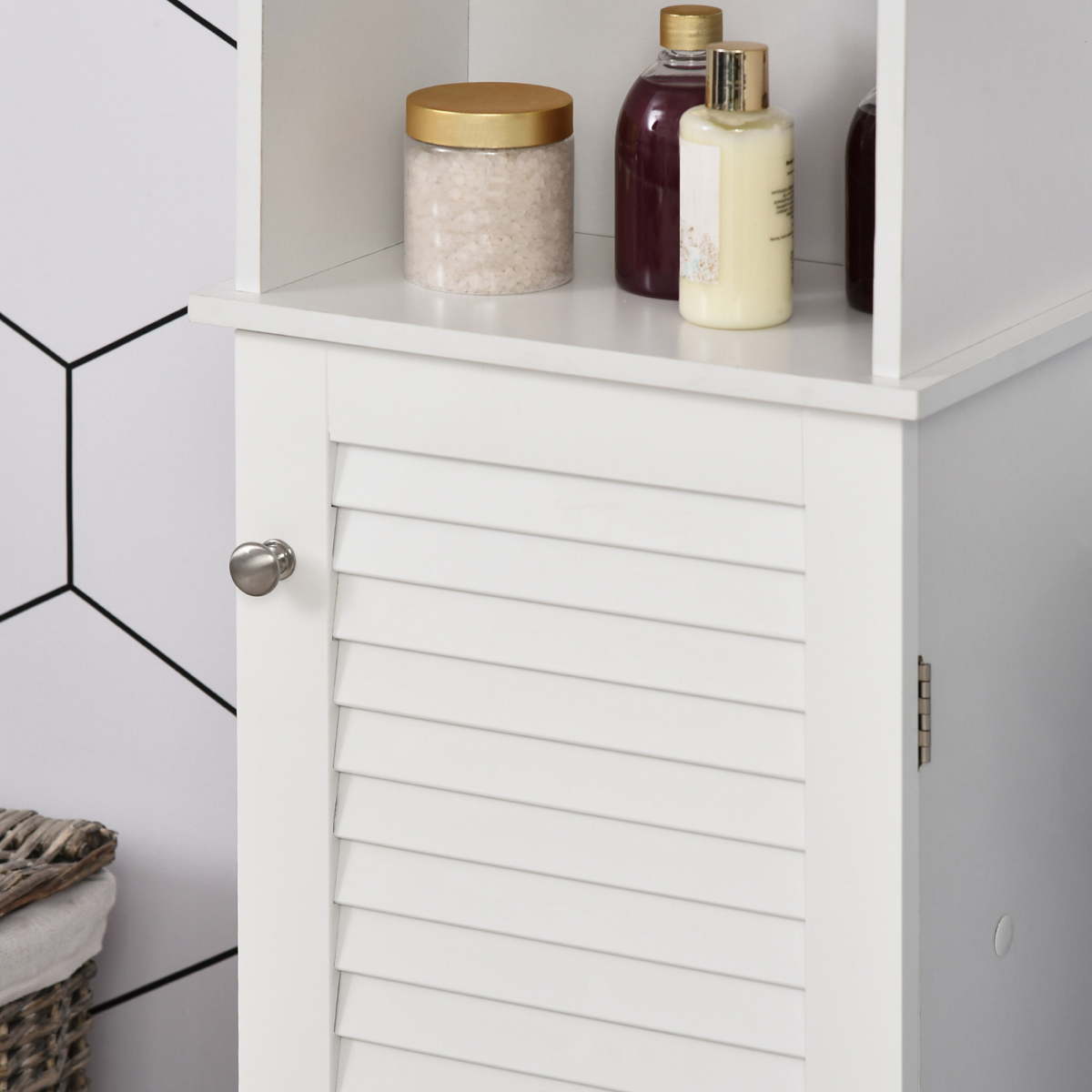 MDF 6-Tier Tall Bathroom Storage Cabinet White