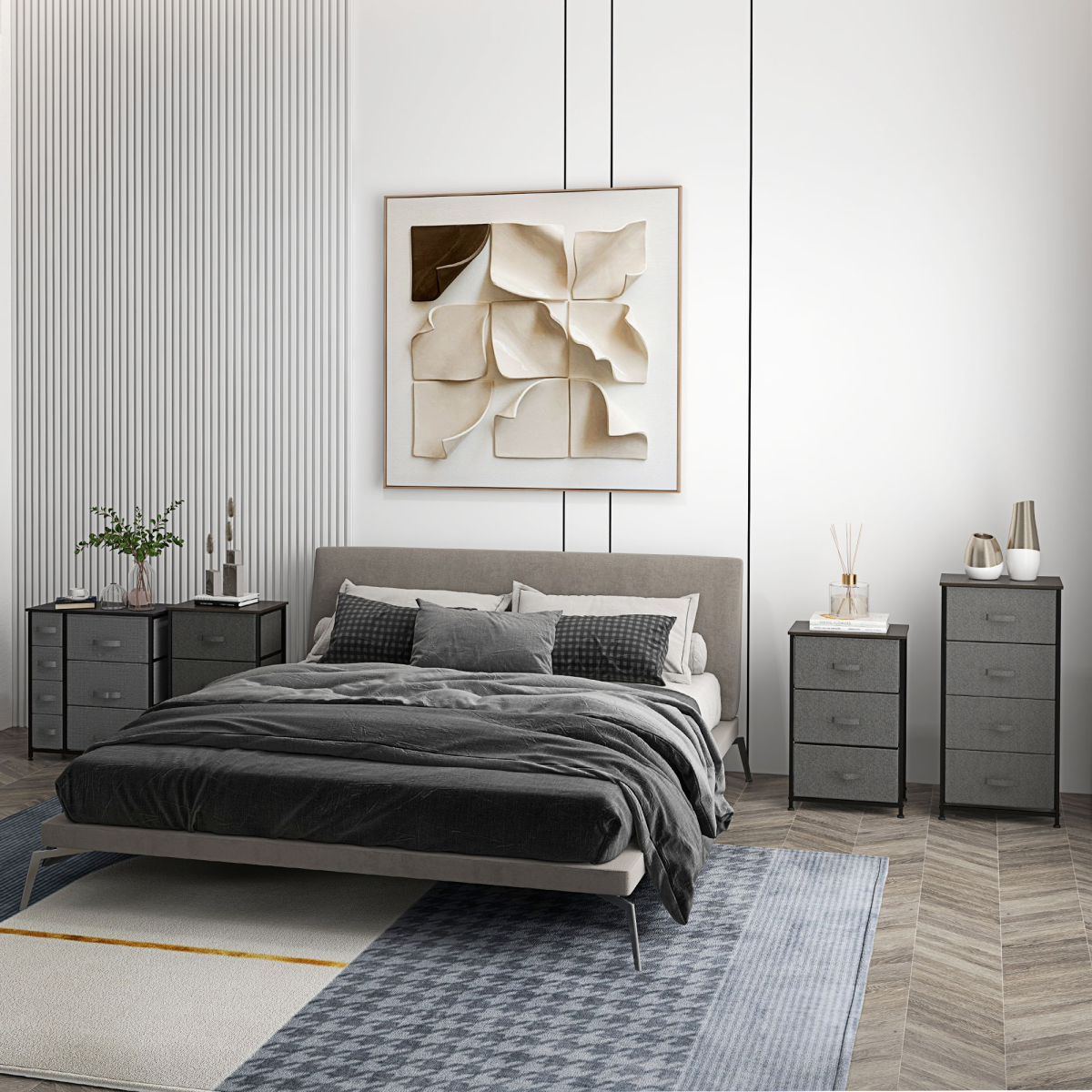 HOMCOM Chest of Drawers with 7 Dresser Drawers for Home Bedroom, Dark Grey