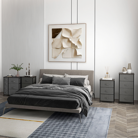 HOMCOM Chest of Drawers with 7 Dresser Drawers for Home Bedroom, Dark Grey