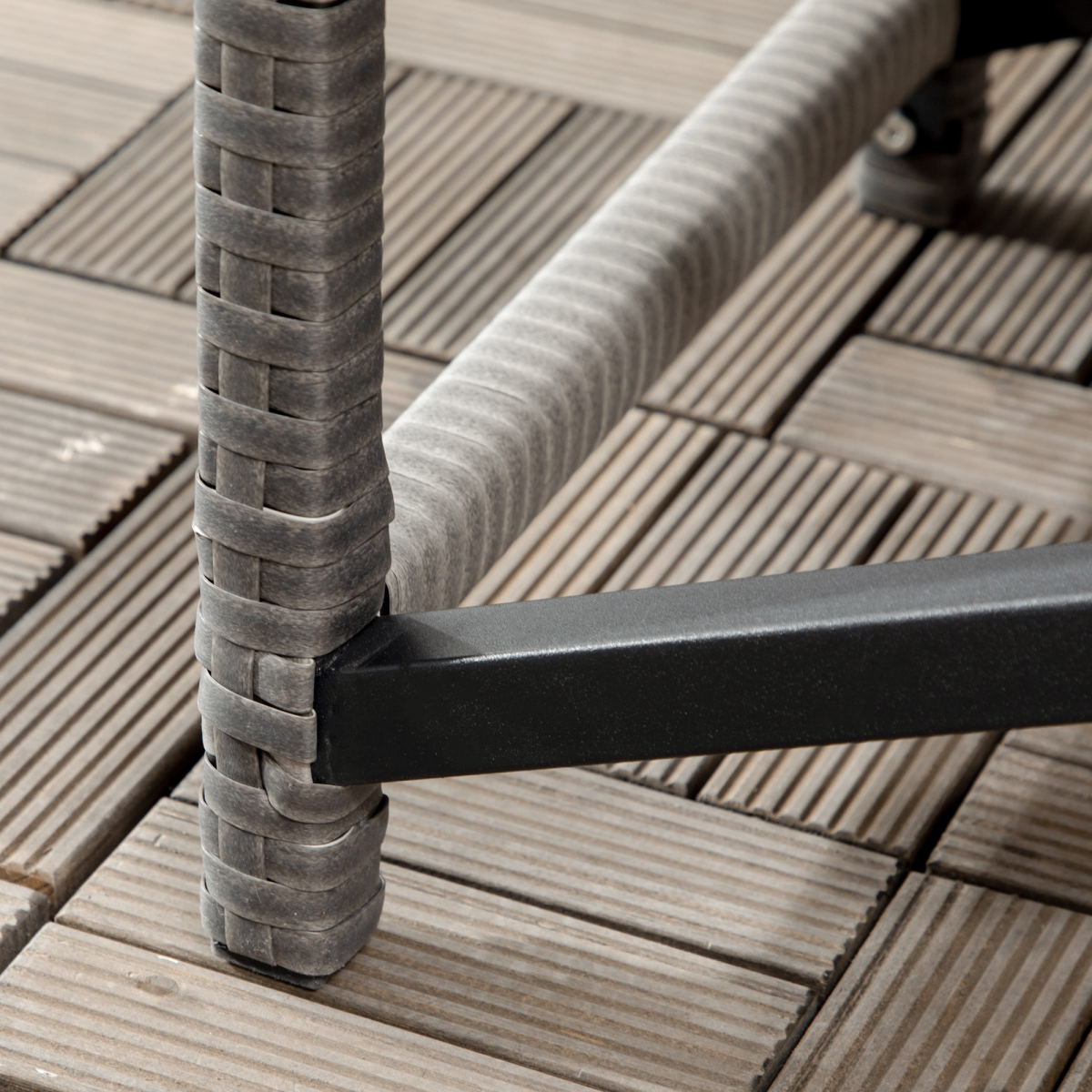 PE Wicker Outdoor Coffee Table w/ Plastic Board Under the Full Woven Table Top