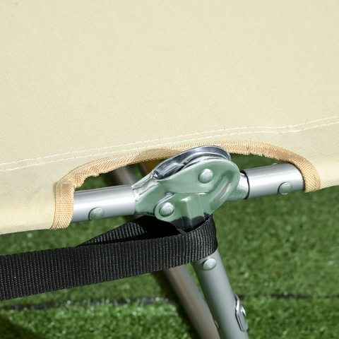 Patio Foldable Sun Lounger 5 Level Adjustable Reclining Chair Beige