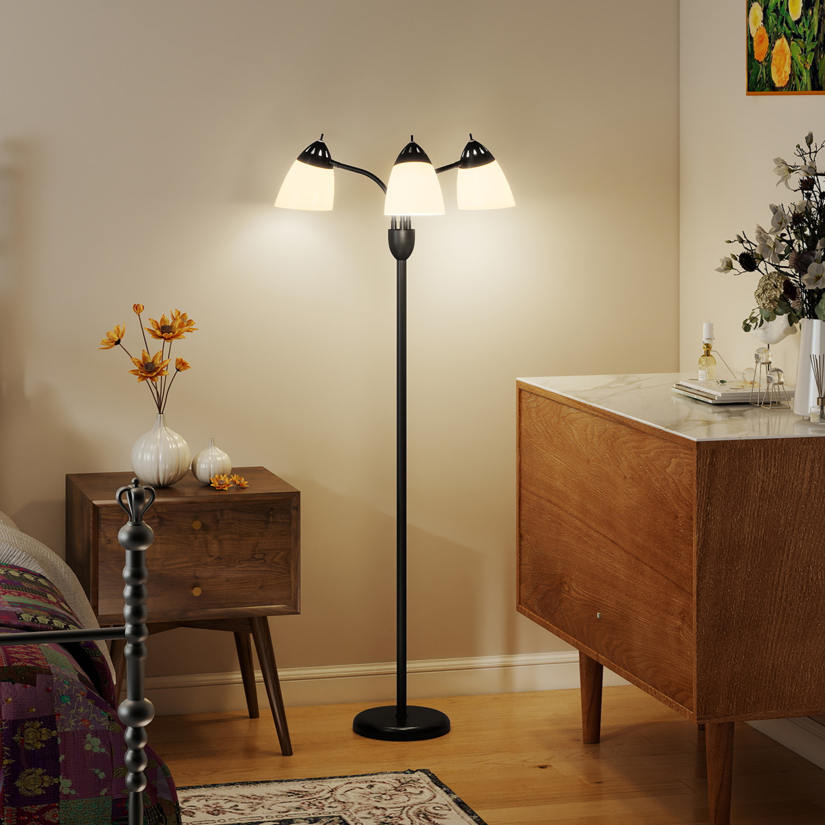 HOMCOM Arc Tree Floor Lamp with 3000K/4500K/6500K Colour Temperatures Black