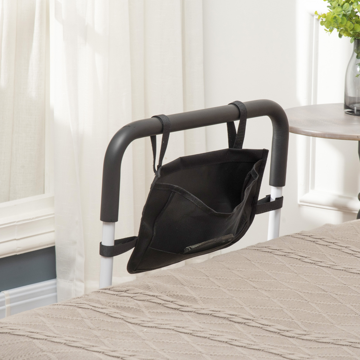 Adjustable Bed Assist Rail Grab Bar for Senior and Disabled White