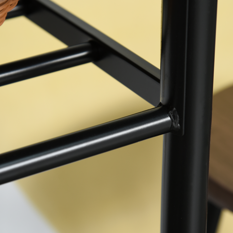 Bar Set includes 1 Bar Table and 2 Stools with Metal Frame Black and Oak