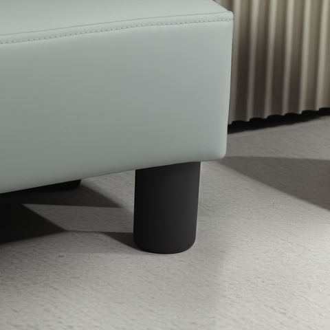 HOMCOM Chic Faux Leather Footstool Small Footrest with 4 Plastic Legs, Grey