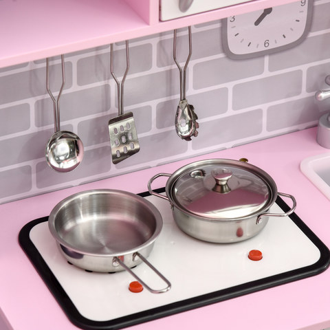 Kitchen Set for Kids W/ Lights Sounds, Microwave, Sink, for Aged 3-6 HOMCOM