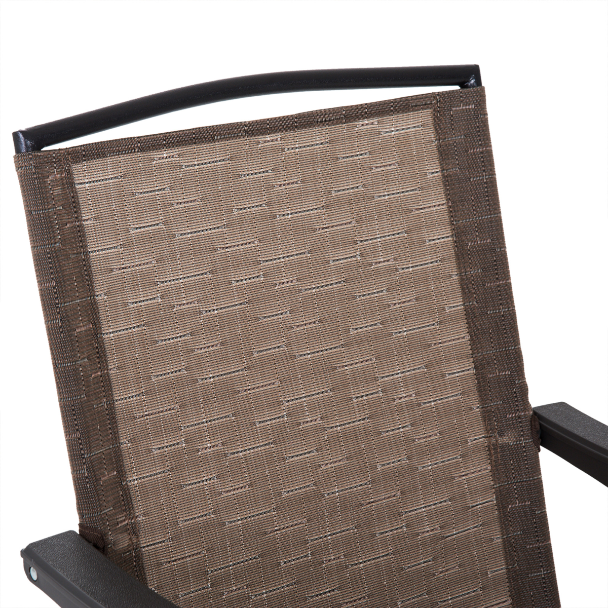 3 PCS Patio Furniture Bistro Set with Folding Chairs Tempered Glass Table Brown