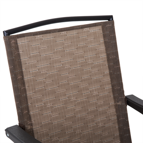 3 PCS Patio Furniture Bistro Set with Folding Chairs Tempered Glass Table Brown