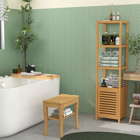 HOMCOM Extendable Bath Tub Bathroom Tray Bathtub Caddy Shelf Wine Holder Book
