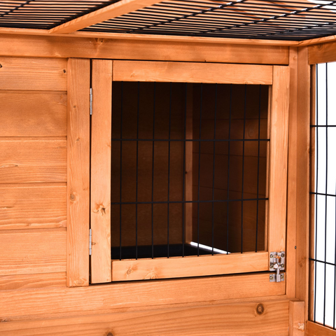 Wooden Rabbit Hutch Detachable Pet House with Openable Run & Roof