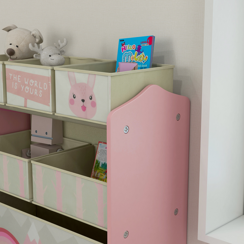 ZONEKIZ Kids Storage Units with 6 Boxes, Childrens Toy Storage Organiser, Pink