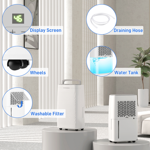 HOMCOM 16L Dehumidifier with Filter, 5.5L Water Tank, Auto Defrost, Timer