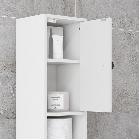 Kleankin Slim Bathroom Cabinet, Toilet Roll Storage w/ Open Shelves, White